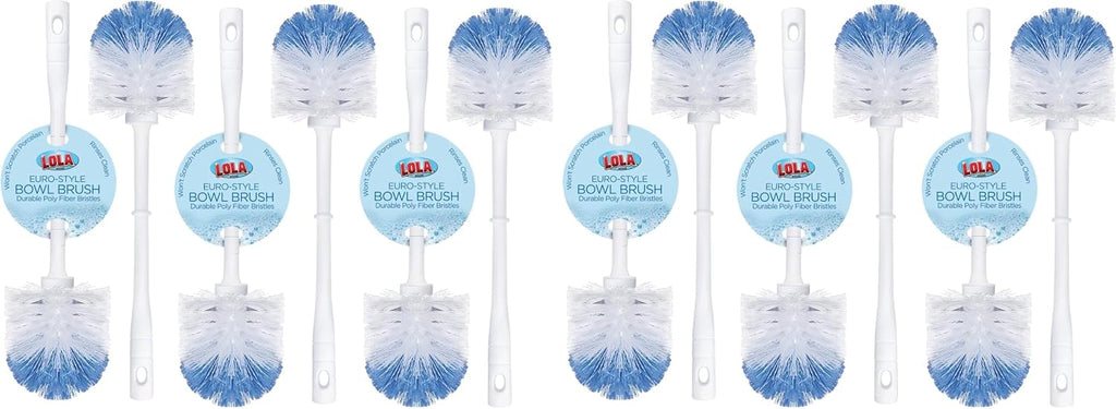LOLA Classic Toilet Brush, 12 Pack, Durable Fiber Stiff Bristles, Compact Size, Non-Scratch, Long-Lasting