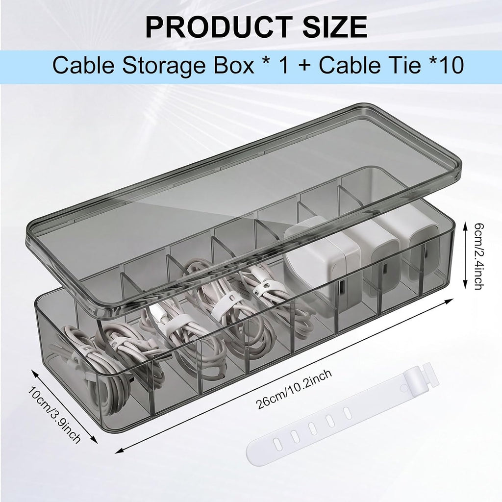 Tatuo Cord Organizer for Drawer Desktop, Gray, 1 Pack