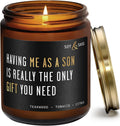Mom Gifts from Son for Birthday or Christmas - 'Having me as a Son' Soy Candle, w/Mahogany Teakwood I Mothers Day Gifts for Mom Ideas I 50Hr Burn, USA Made