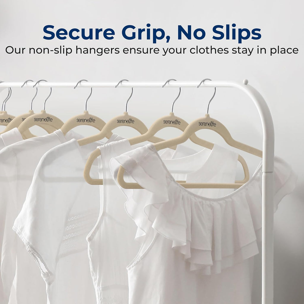 SereneLife Velvet Hangers – 10 Pack, Slim & Space Saving for Closets