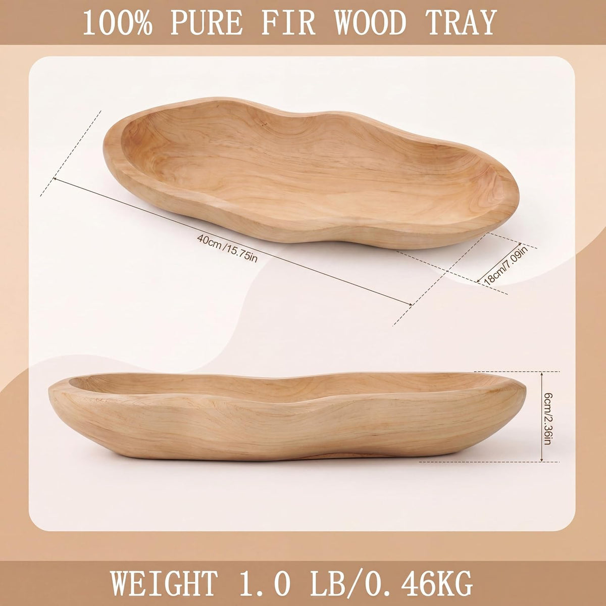 Christmas Wooden Dough Bowl for Decors, 16'' Hand Carved Wood Dough Bowl