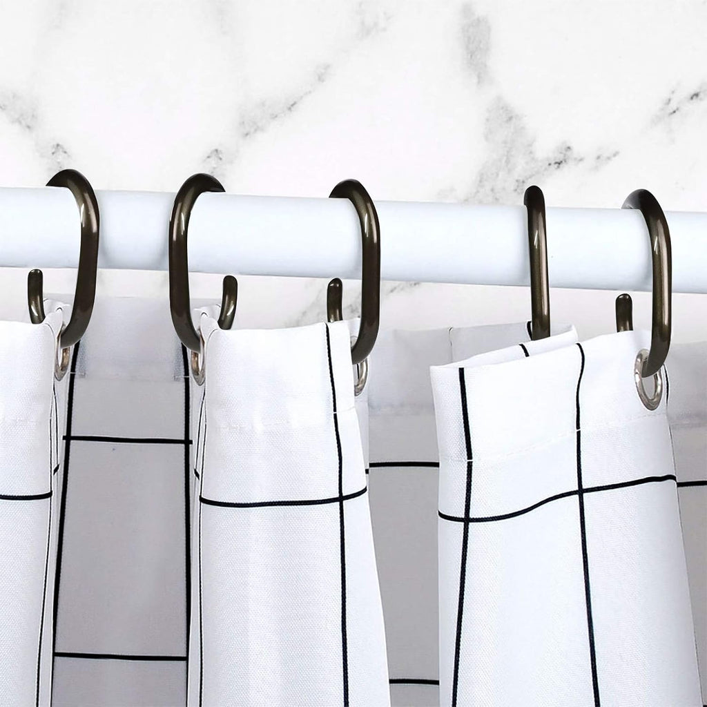 24 pcs Shower Curtain Rings Plastic Shower Curtain Hooks C-Shaped Rings Hook Hanger Bath Drape Loop Clip Glide Bathroom Shower Window Rod (Bronze)
