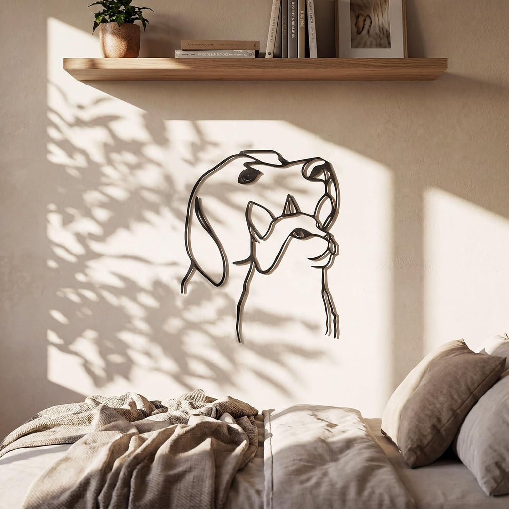 Otoolling Dog and Cat Metal Wall Art Black Minimalist Pet Wall Decor Aesthetic Cat and Dog Art Sculpture Sign for Living Room Bedroom Kitchen Office Indoor Home Decoration Gifts for for Animal Lovers