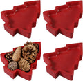 Jingmore 4 Pcs Christmas Wooden Bowl Xmas Tree Tray Dough, Red