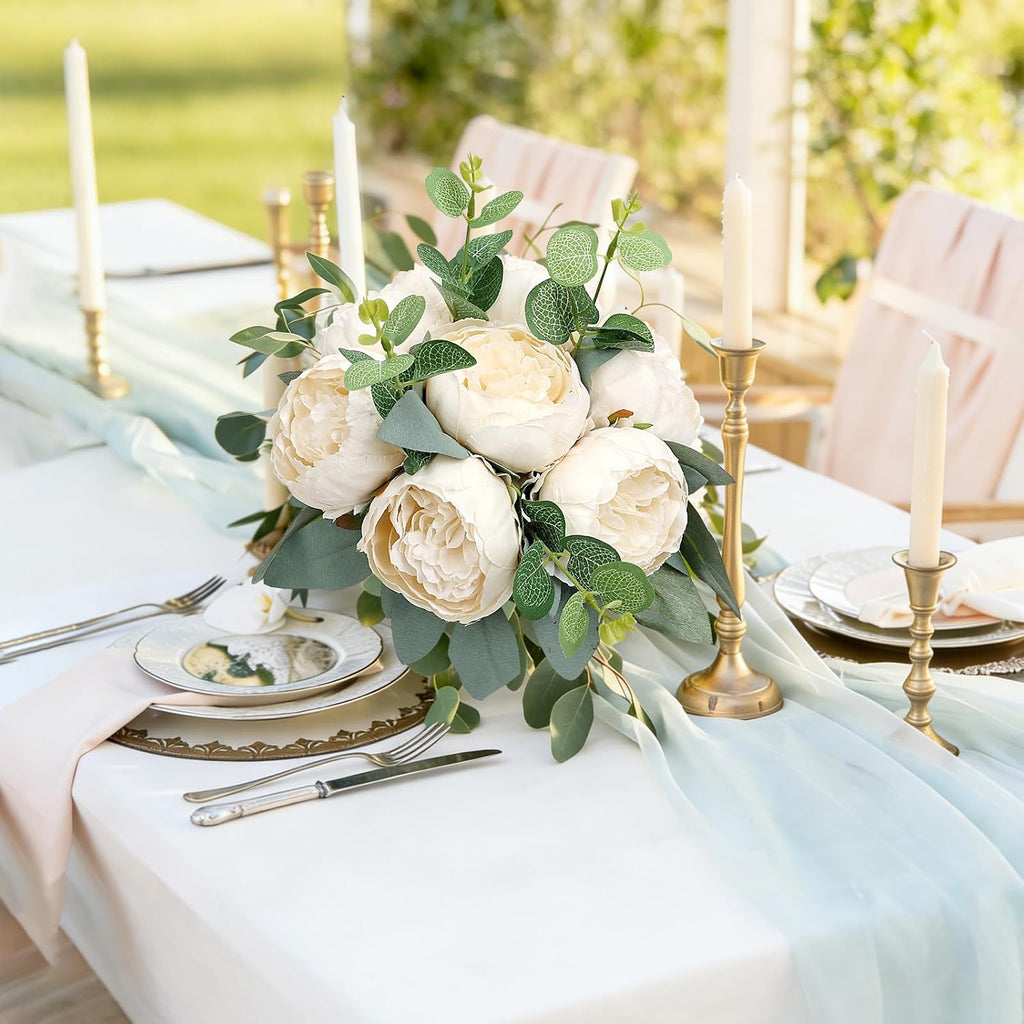 50Pcs Artificial Peonies Flowers Bulk, 4’’ - Champagne