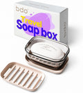 Travel Essentials Soap Holder with Lid Clear,Leakproof Soap Dish with Drainage Layer,Portable Travel Soap Bar Case for Camping,Gym,Bathroom,Kitchen,Dormitory,Hotel
