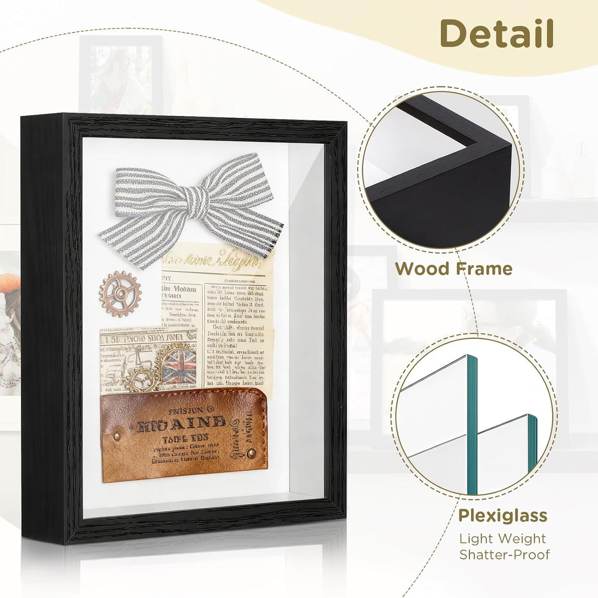 2 Pack Shadow Box Frame 11"x 14" - Wood Deep Shadowbox with Glass