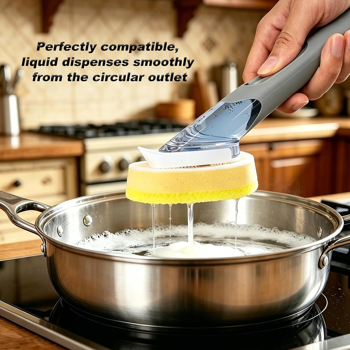 6 Pack Dish Wand Compatible with Scrub Daddy, Non-Scratch Rich Foam Sponges