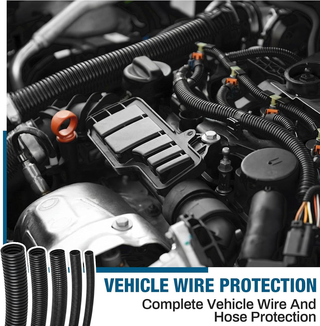Automotive Split Wire Loom Kit with Heat Shrink Tubing Tape Cable Ties