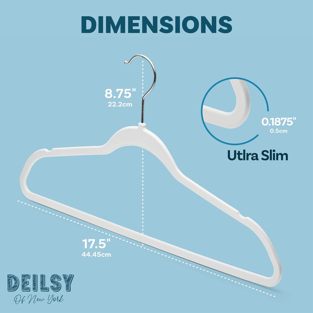 DEILSY™ Non-Velvet Thin Hangers Space Saving White Hangers 50 Pack