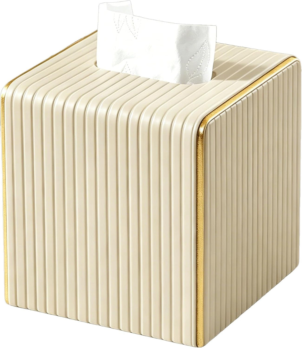 Tissue Box Cover, Square PU Leather Tissue Holder for Home Office Car Decor