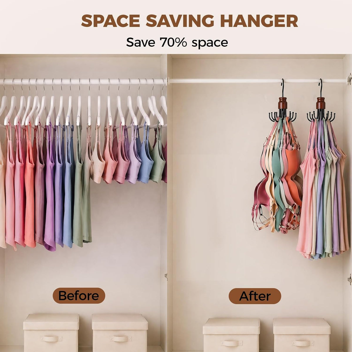 2 Pack Tank Top Hanger, Rotating Bra Organizer for Closet