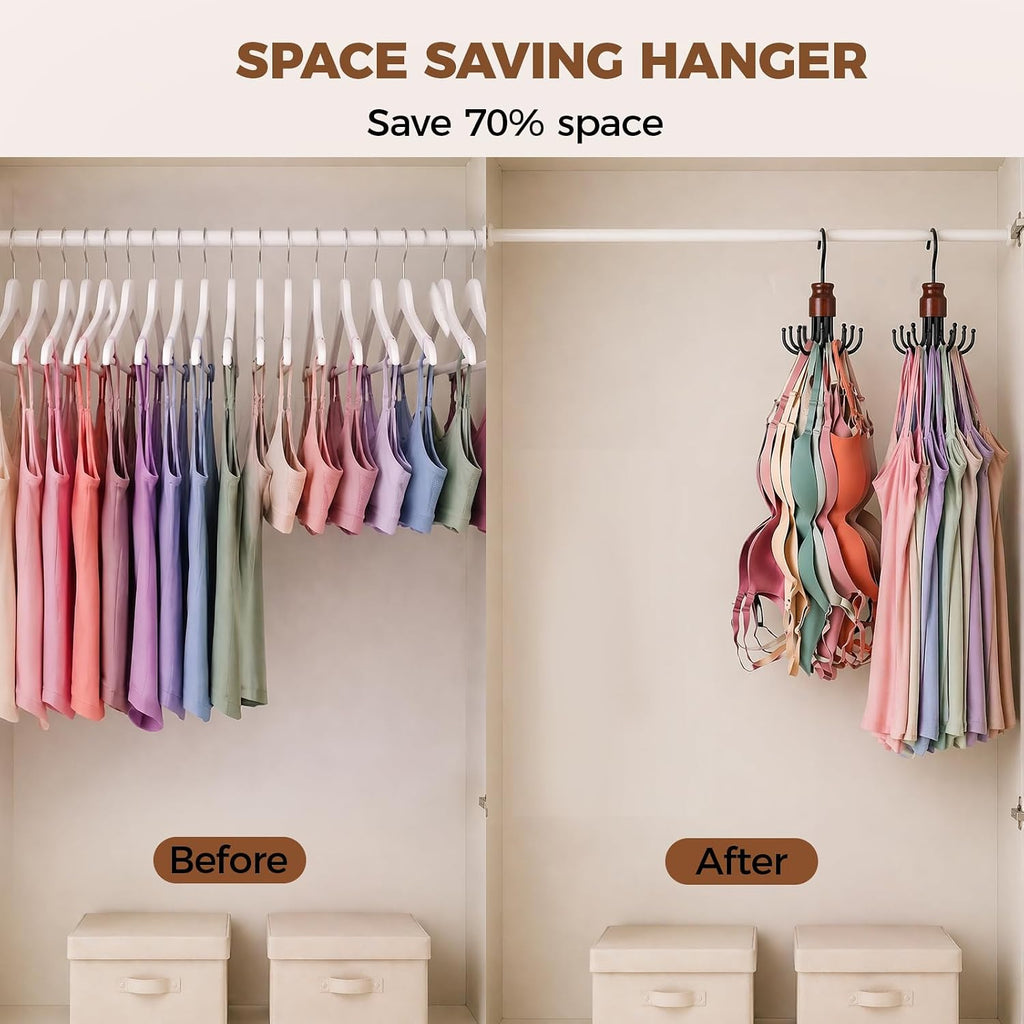 Bra Hanger for Closet Organizer, Wooden Tank Top Hangers Space Saving