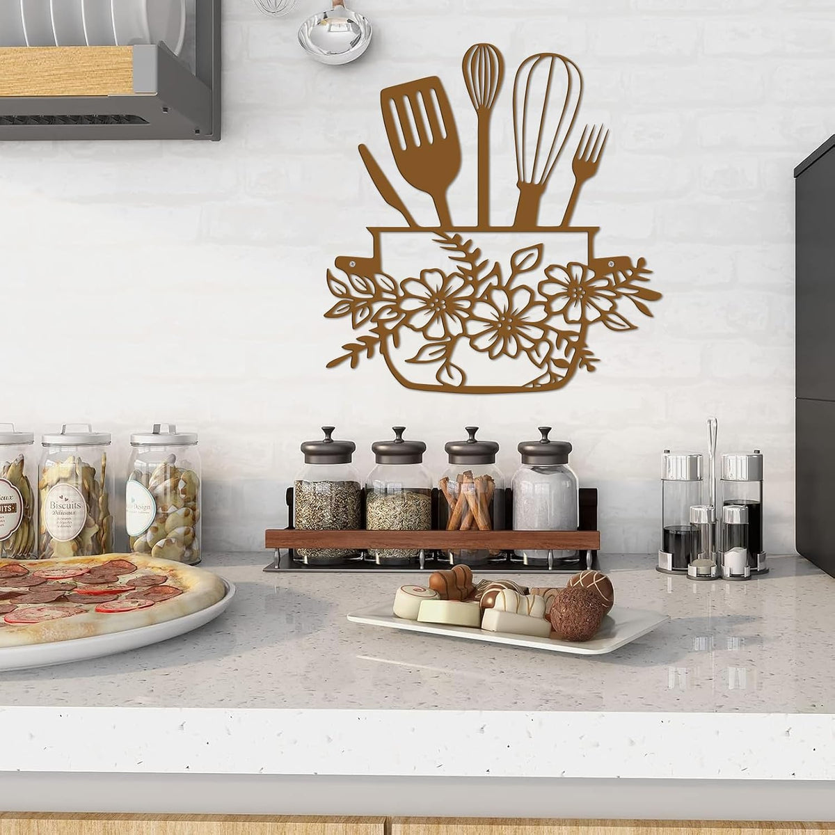 DUOOLN Metal Kitchen Sign Wall Decor Art, Dining Room Pictures,Vintage Rust