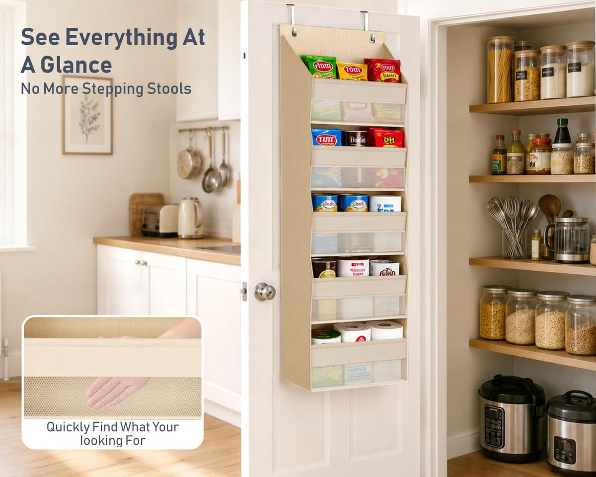 DIMJ Over the Door Organizer, 5-Shelf Hanging Organizer, Beige, 1 Pack