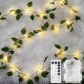 4 Pack Vines with Fairy Lights 40ft 120 LED Pothos String Lights USB Plugin & Battery Operated Leaf Lights with Timer 8 Modes Remote Decorative Light for Bedroom Wedding Party - Warm White