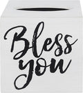 Young's Inc. Wood Bless You Tissue Box Cover - Tissue Holder for Farmhouse Bathroom Decor - Charming Rustic Bathroom Decor - 6" L x 6" W x 6" H