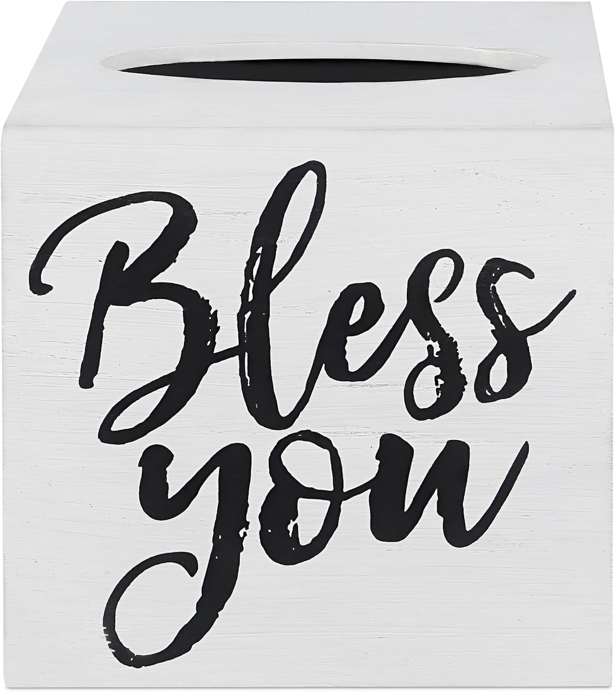 Young's Inc. Wood Bless You Tissue Box Cover - Tissue Holder for Farmhouse Bathroom Decor - Charming Rustic Bathroom Decor - 6" L x 6" W x 6" H