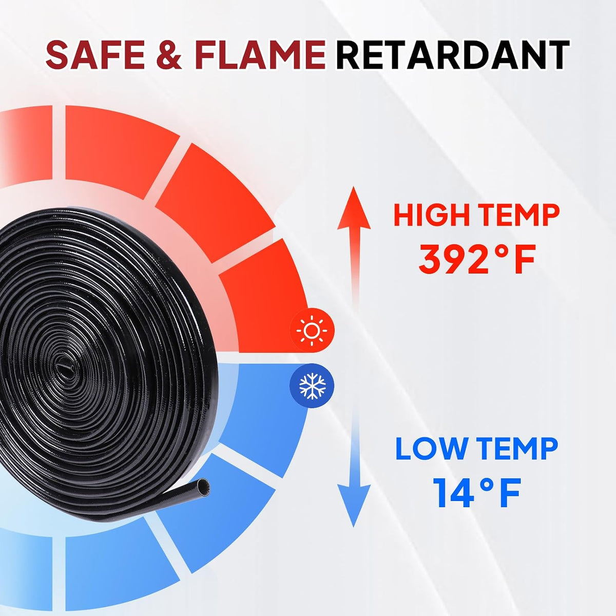 Silicone Fiberglass Sleeve Heat Shield Wire Protective High Temperature Electrical Insulation Self-extinguishing Black (9/16"-9ft)