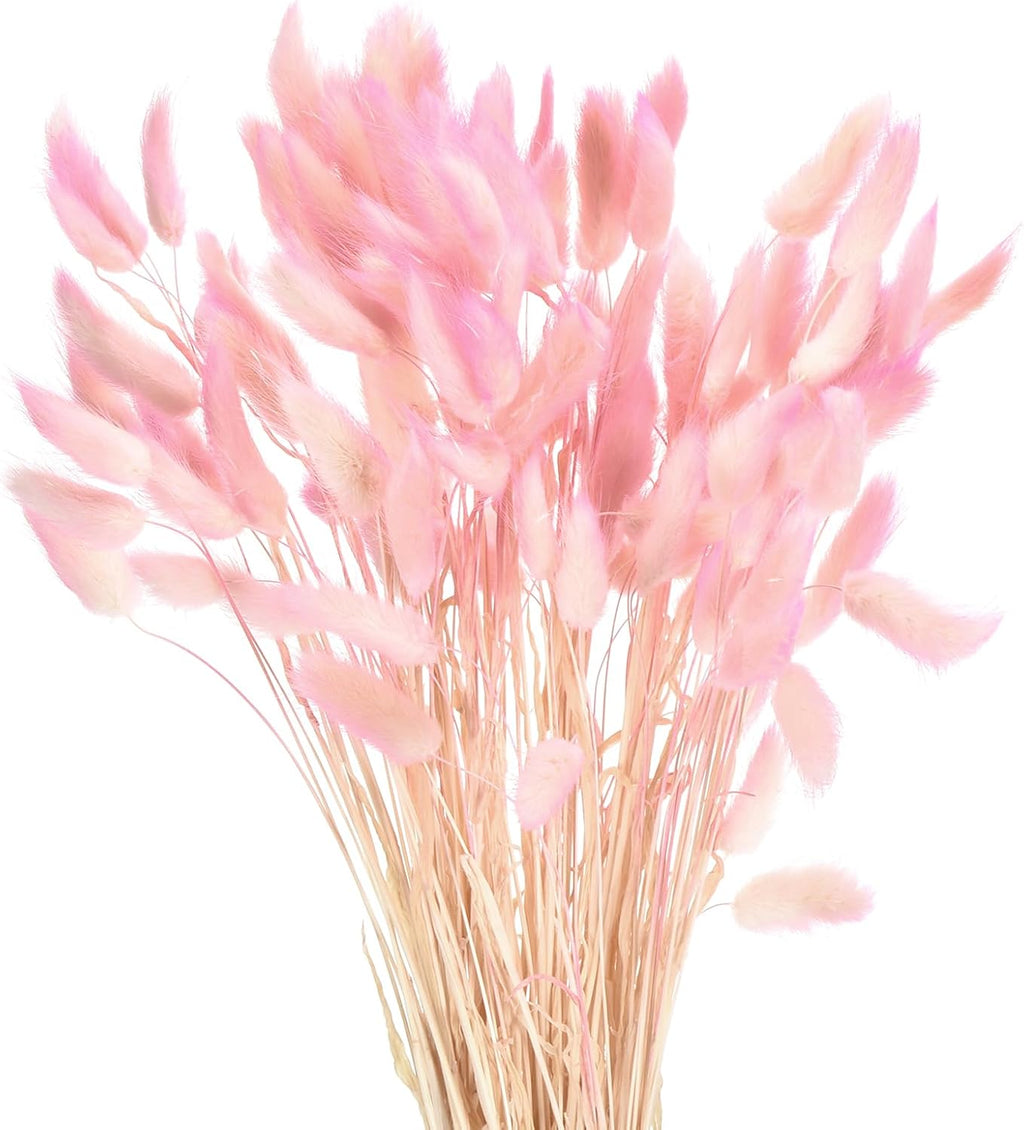 MECCANIXITY 120pcs Natural Rabbit Bunny Flowers 17" Gradient Light Pink