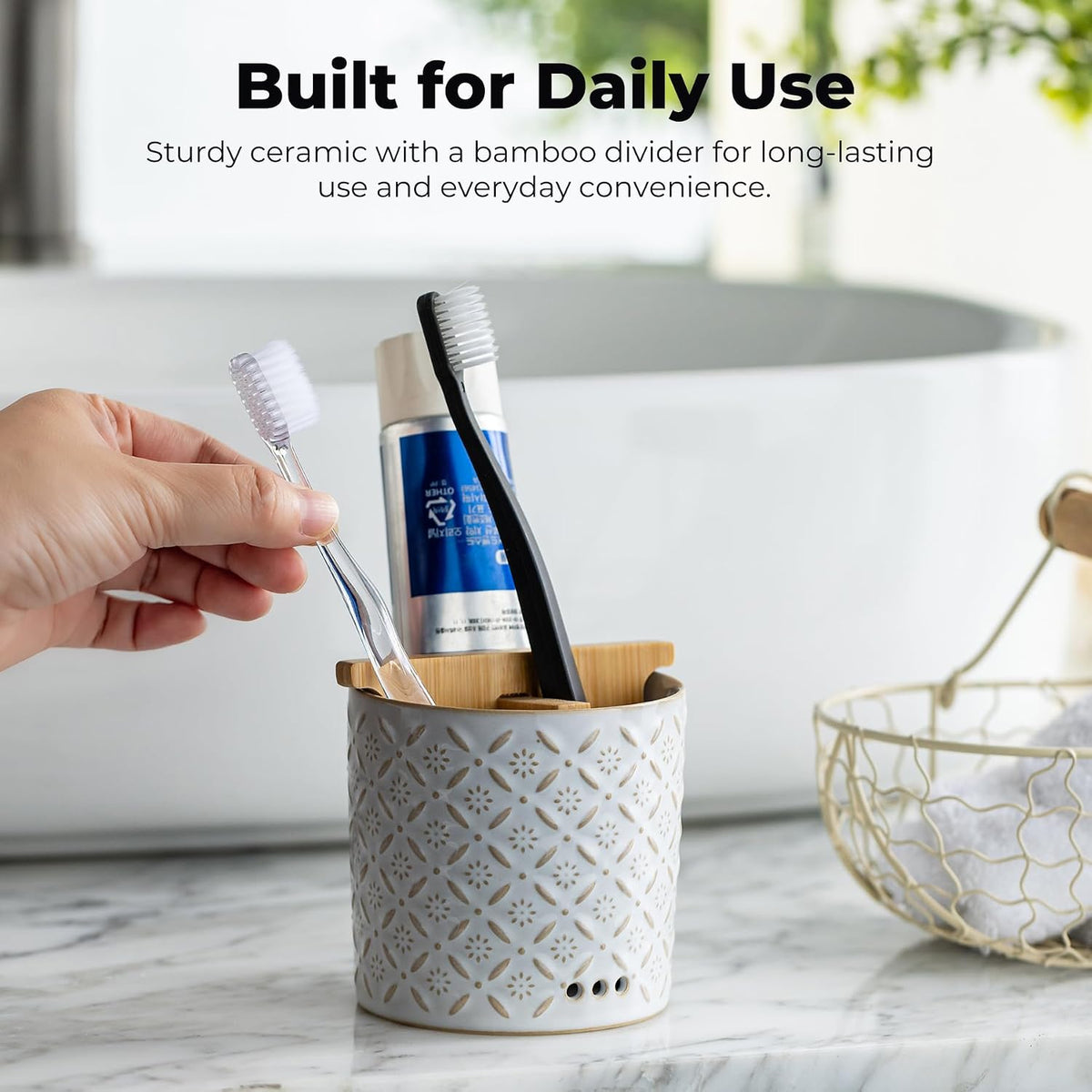 Zoeeker Toothbrush Holders, Ceramic Electric Toothbrush & Toothpaste Holder