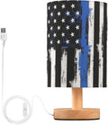 Traditional Police Officer Flag LED Table Lamp with USB Port Night Light Bedroom Lamps for Nightstand Living Room Dorm Home Office Desk