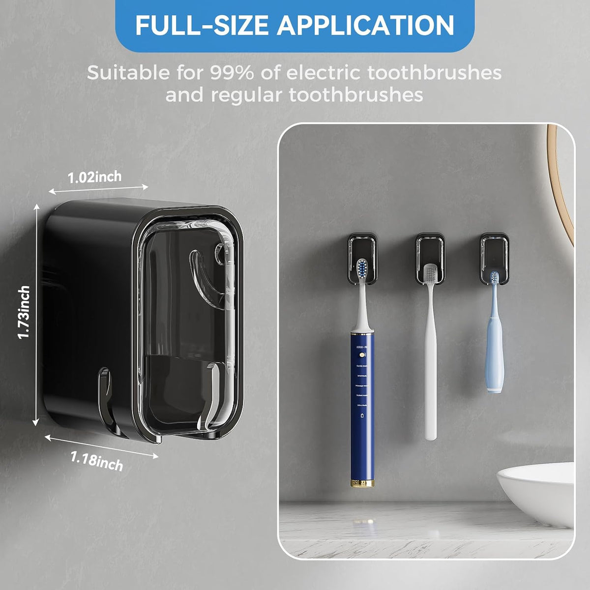 Toothbrush Holders for Bathrooms with Innovation Single Slot 2PCS