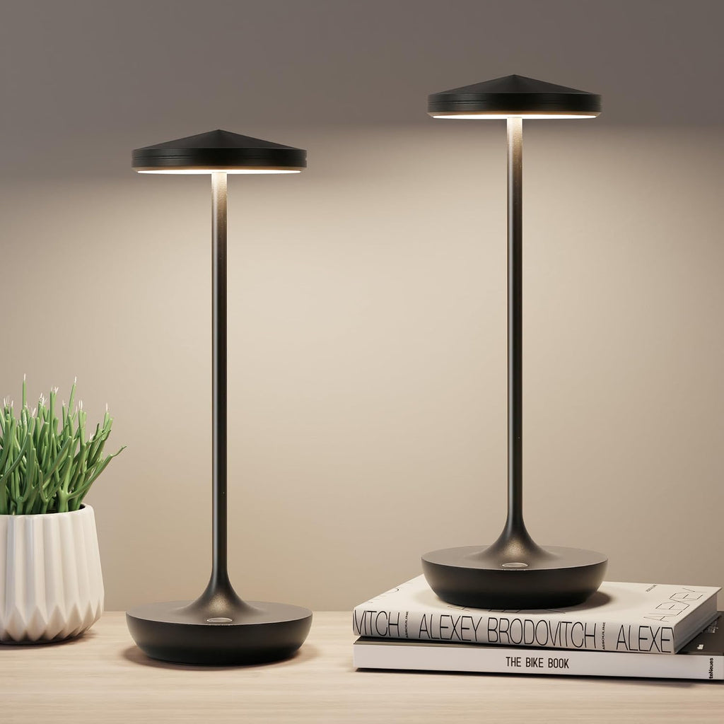2pack LED Rechargeable Portable Cordless Table Lamp (2pack Black)
