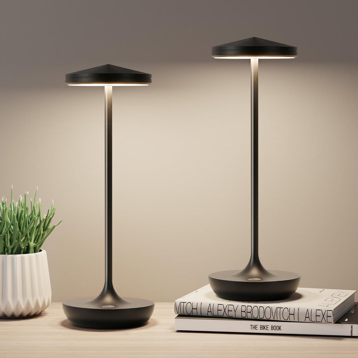2pack LED Rechargeable Portable Cordless Table Lamp (2pack Black)