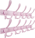 Dseap Coat Rack Wall Mount, Heavy Duty 12-Gauge Base vs Flimsy 1mm, Double-Thick Solid Anti-Snap Hooks, 16” Stud-Mount, Stainless Steel Hanger for Clothes Hat Entryway Closet, Pink, Pack of 2