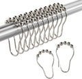 Amazer Shower Curtain Rings, Set of 12, Rust-Resistant Metal Shower Hooks Ring Shower Rings for Curtain Rolling Shower Curtain Hooks for Bathroom Shower Rod Shower Curtain Hangers, Nickel