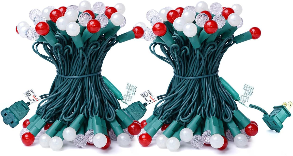 BOHON Christmas Lights 2 Pack 24FT 70 LED G15 Outdoor Globe String Lights