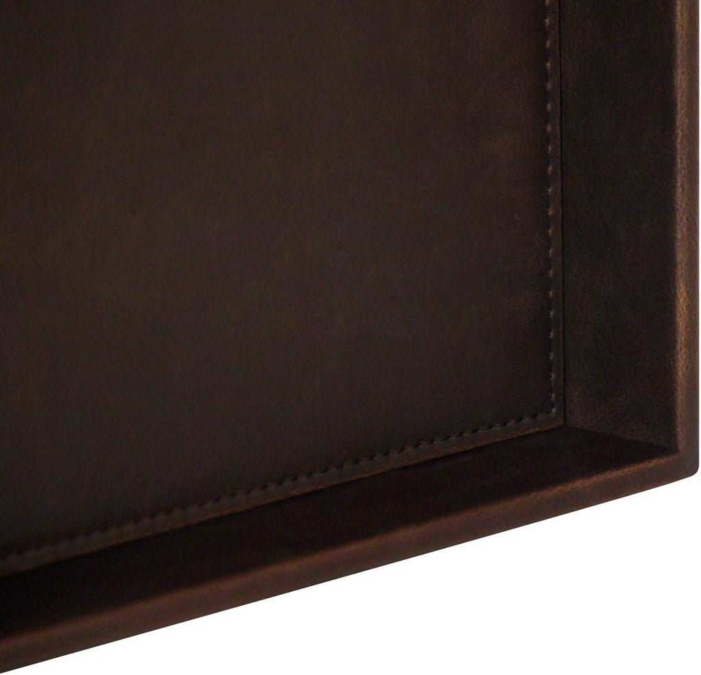 Vixdonos Leather Valet Tray Rectangular Catchall Tray Counter Organizer for Key,Jewelry,Perfume,Glasses and Watches(Brown)