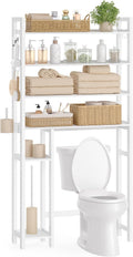 SONGMICS 4-Tier Bamboo Over the Toilet Storage with Adjustable Shelves