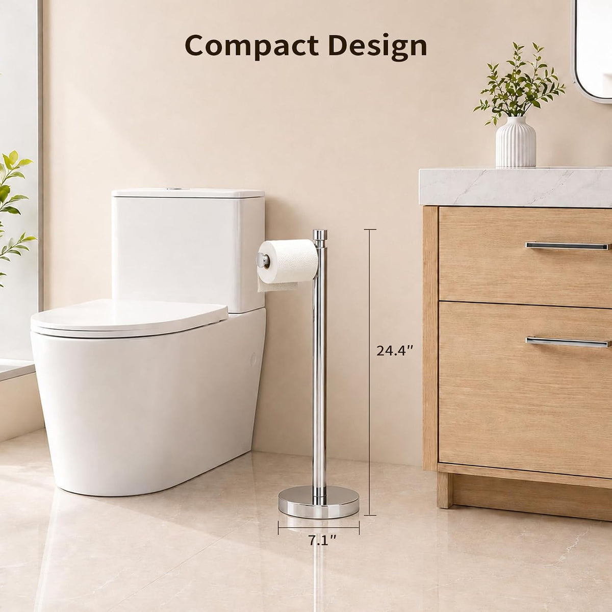 YUMORE Toilet Paper Holder Stand with Weighted Base, Chrome
