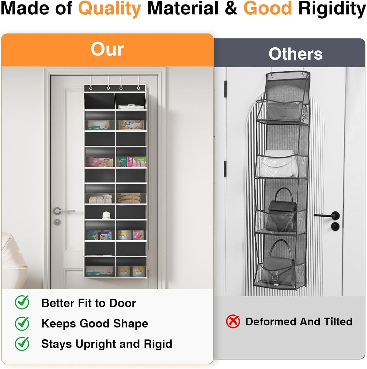 Over The Door Storage Organizer 5 Tiers Extra Large Heavy Duty Oxford Black