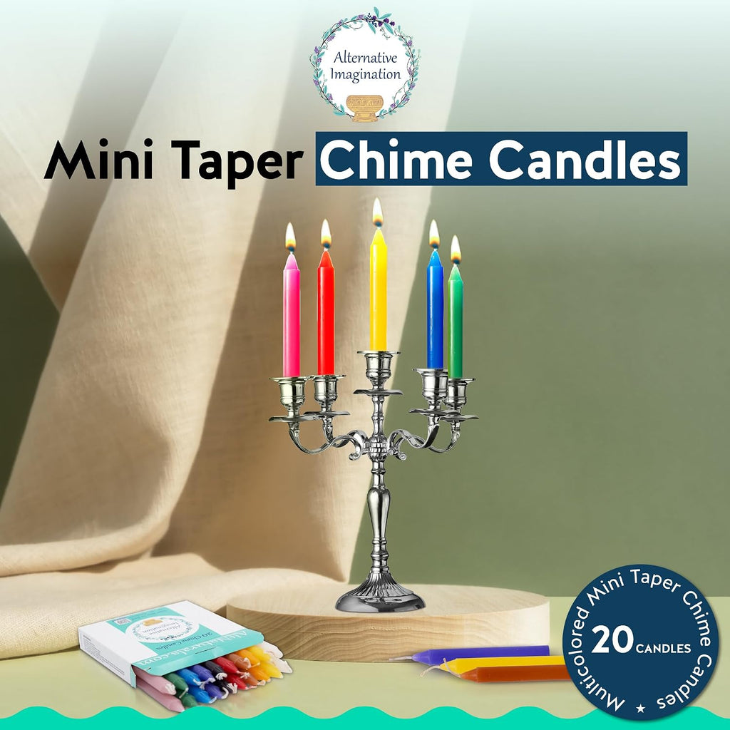Alternative Imagination Colored Chime Candles - 20 Pack of Unscented 4 Inch Mini Taper Candles - Dripless Long Burning Ritual Candles for Meditation, Spell Work, Birthdays, Ceremonies & Home Decor