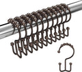 Bronze Shower Curtain Hooks Double Sided with Roller Balls