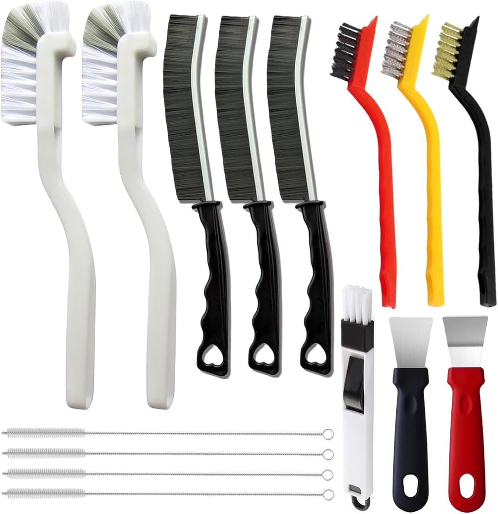 15Pcs Crevice Cleaning Brush Set, Multifunction Hard Bristle Scrub Brushes