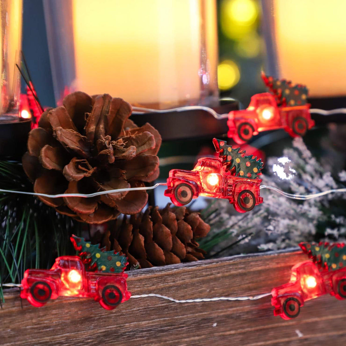 Impress Life Christmas Tree Farmhouse Truck String Lights with Remote