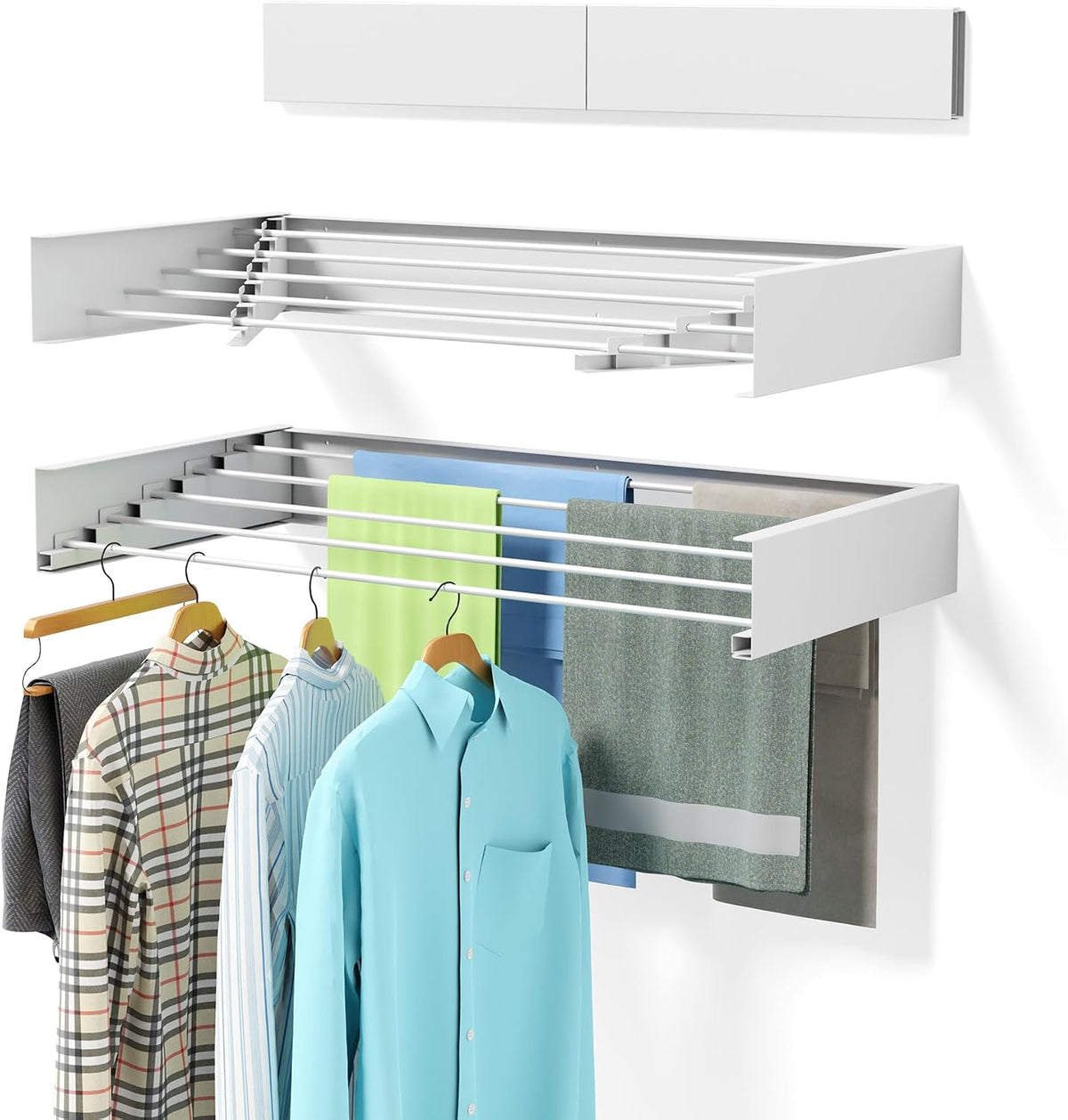 ZMBESUP Wall Mounted Drying Rack, 31.5-Inch Foldable Laundry Rack