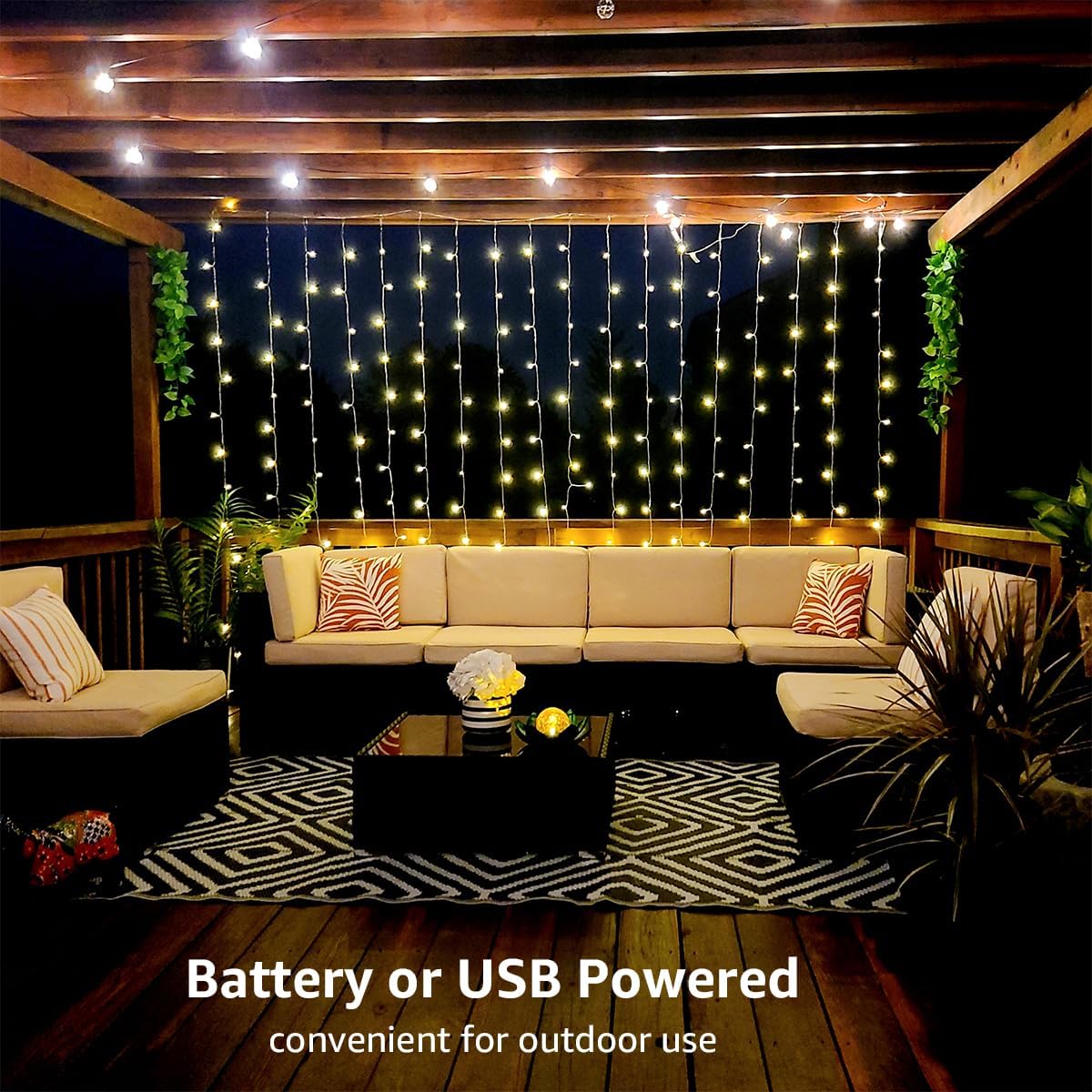 Lepro Lighting Ever Fairy Curtain Lights Battery Operated & USB Plug in