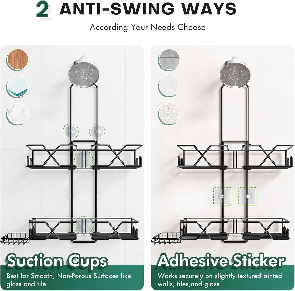 Sewulidon Stainless Steel Hanging Shower Caddy for Handheld Shower Heads,Adjustable Height Extra Long Bathroom Shower Organizer Hanger Rack with Hooks,Soap Holder