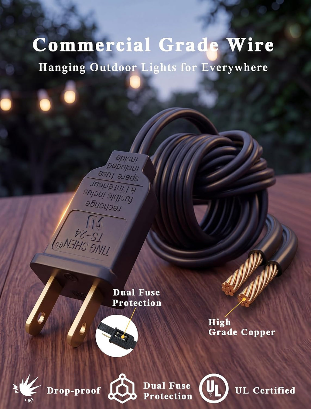 Abeja 50FT G40 Globe String Lights, Outdoor Patio Lights