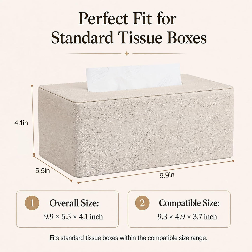 GORESE Travertine Look Tissue Box Cover Rectangle,PU Leather Kleenexs Cover