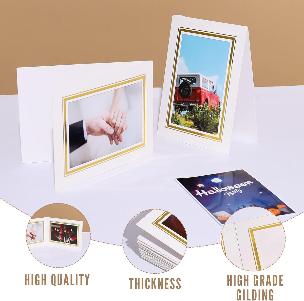 4x6 Photo Folders, White Cardboard Picture Frame, Horizontal Paper Photo Frame Cards Pack of 12