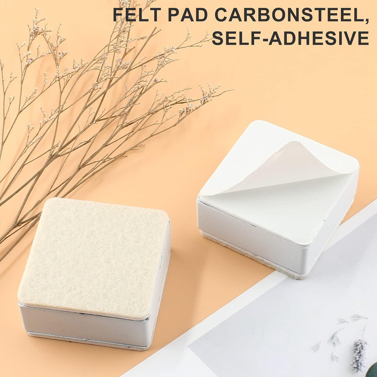 1.2 Inch Height 4Pack White Self-Adhesive Square Bed Risers