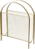 MyGift Mid Century Brass Tone Metal Mesh Magazine Rack Storage Basket
