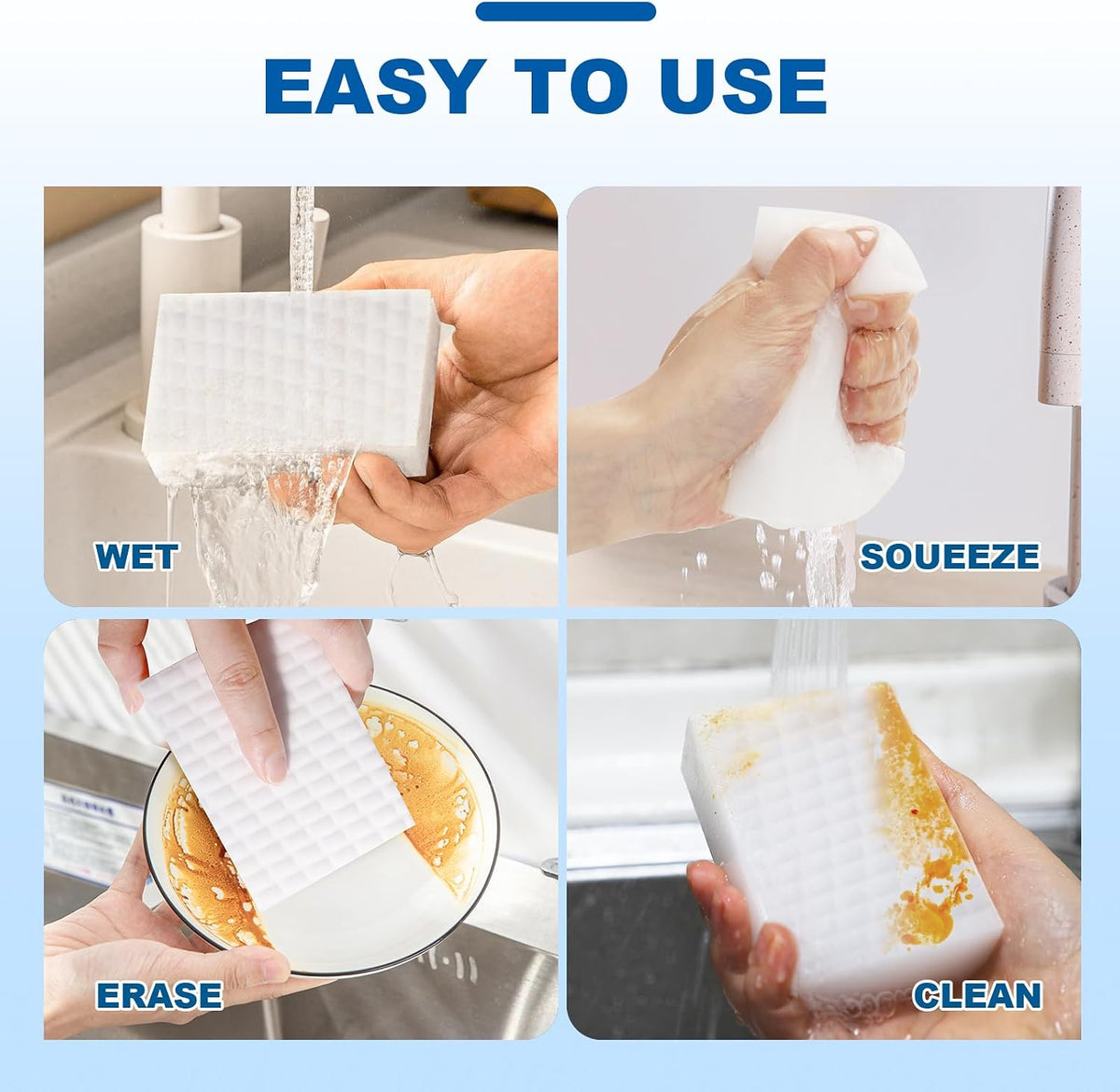 Extra-Thick Melamine Sponge Erasers, 3.94 x 2.76 x 1.18 in, 50 Count