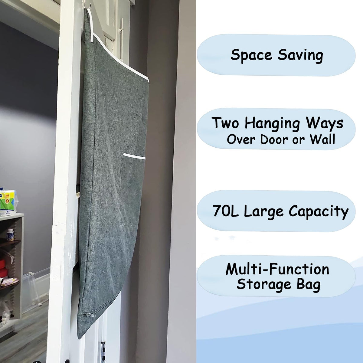 2Pcs XL Hanging Laundry Hamper,Over the Door Hamper Bag for Bathroom, Home.